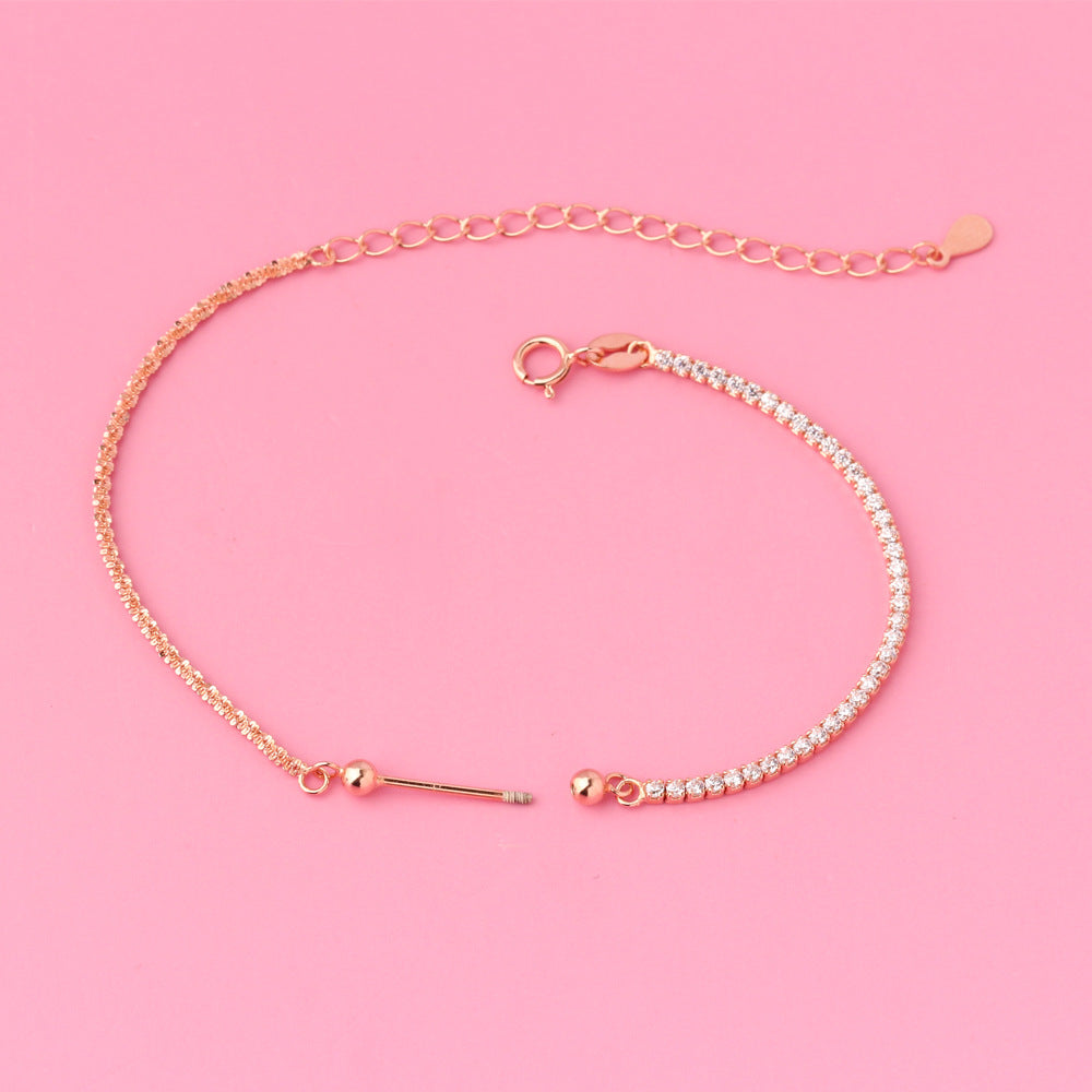 s 925銀シンプル螺旋半製品満天星ブレスレット親友にガールフレンドにマイナーデザインセンスdiyアクセサリーをプレゼント